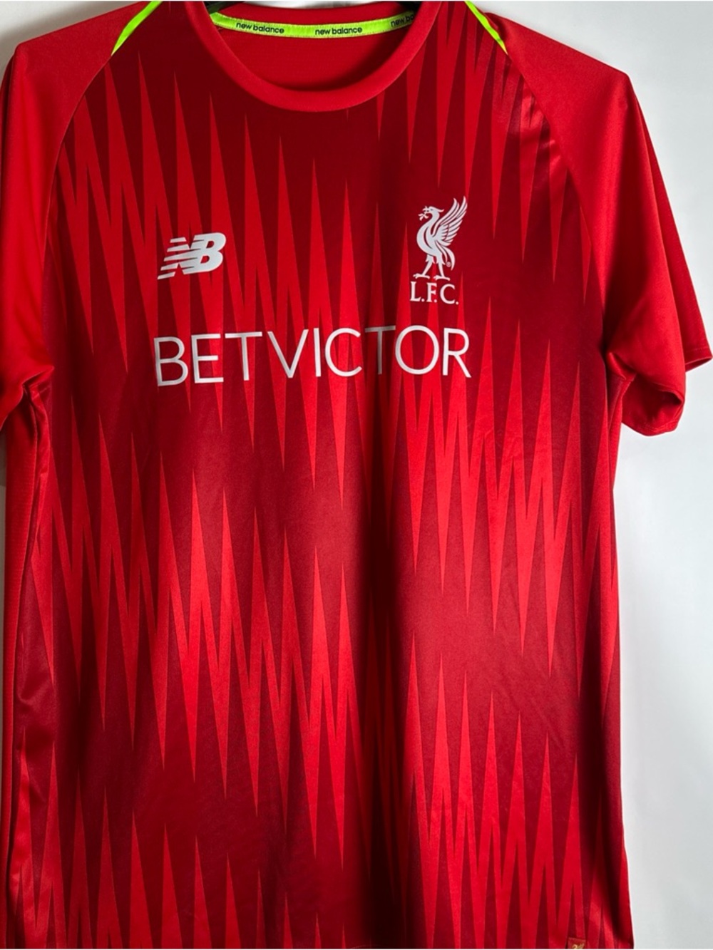 New Balance Red Liverpool FC Shirt with Gold L.F.C. Badge